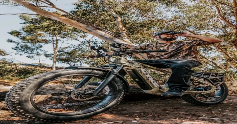 Off-road electric bike navigating a rugged trail