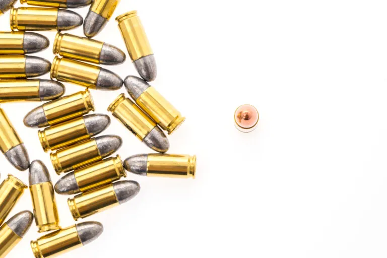 9mm Bullet Gun White Background